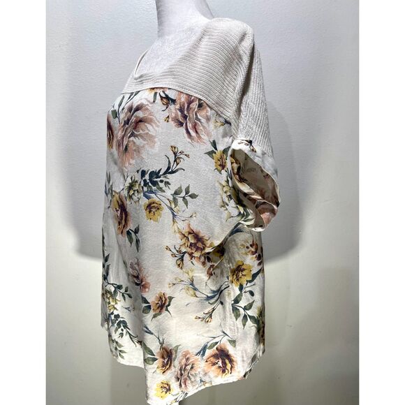 Lungo L'arno linen top floral italy made beach summer resort wear earth women 1X - Picture 2 of 4